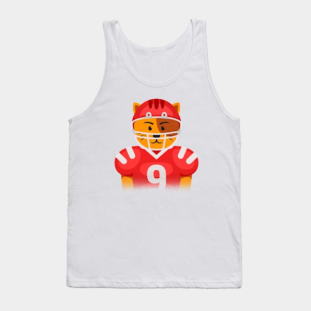 American Football Cat NFL Superbowl Red Tank Top by AbdieTees